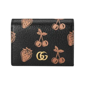 GUCCI GG Marmont Leather Card Holder, Wallet Regular Women's Black