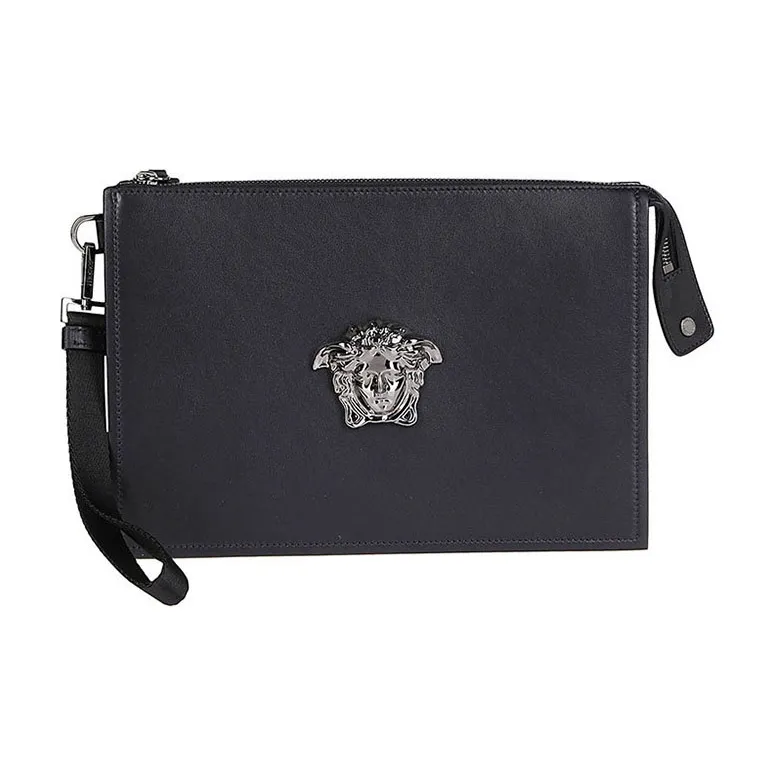VERSACE Leather Coin Purse, Briefcase, Clutch Regular Men's Black-0