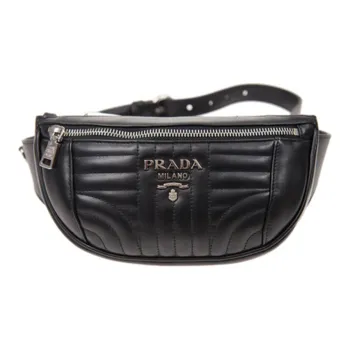 PRADA Cow Leather Fanny Pack Unisex Black