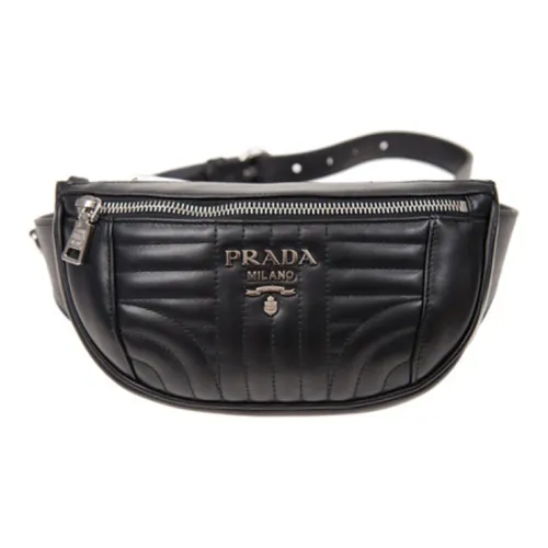 PRADA Cow Leather Fanny Pack Unisex Black