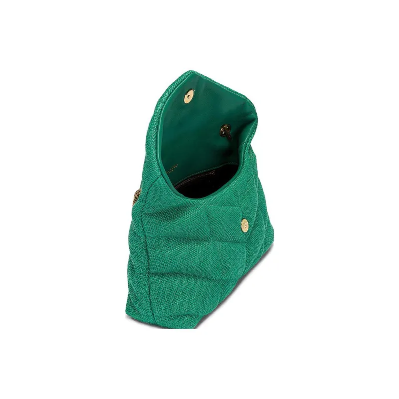 SAINT LAURENT PUFFER Canvas Bag, Crossbody Bag, Cloud Bag, Pillow Bag, Shoulder Bag Women's Green-3