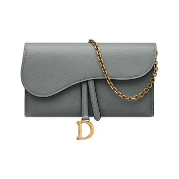 DIOR Saddle Grain Calfskin Saddle Bag, Wallet, Shoulder Bag, Clutch Women's Gray