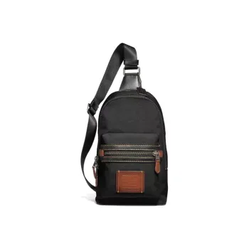 COACH Academy Fabric One Shoulder Backpack Crossbody Bag Men's Black