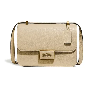 COACH Alie Soft Pebbled Leather Messenger Bag Small Square Bag Crossbody Bag Shoulder Bag Women's Light Yellow