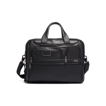 TUMI Organizer Leather Briefcases Unisex Black