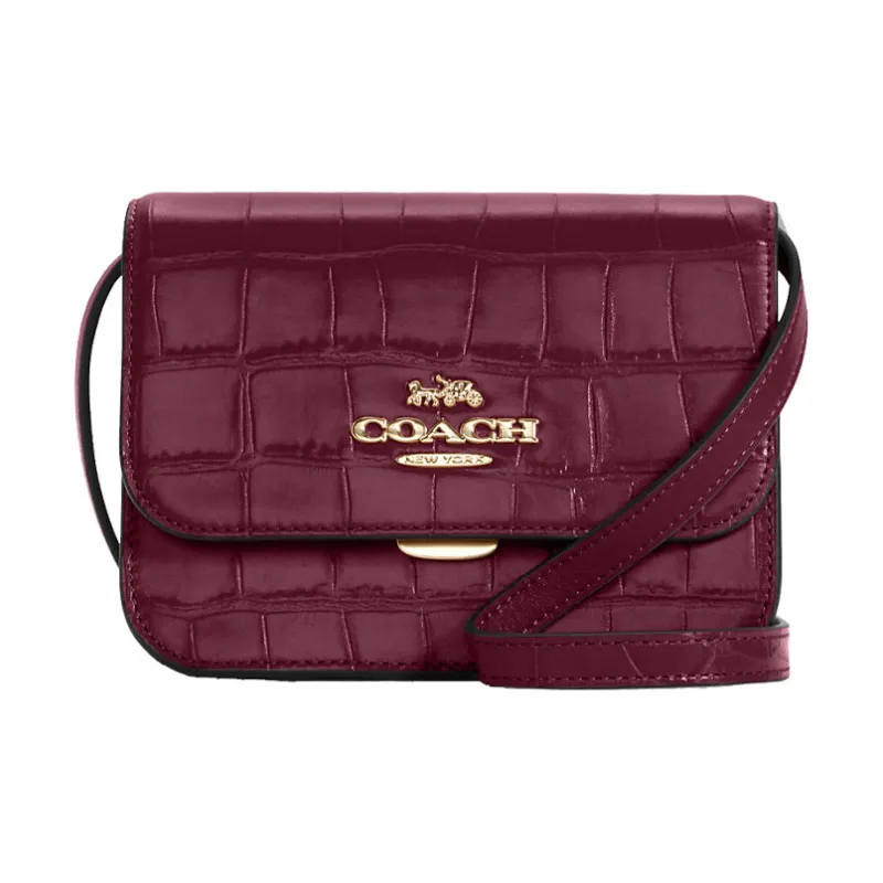 COACH Brynn Leather Shoulder Bag Crossbody Bag Small Size Women's Burgundy-0