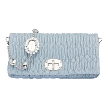 MIU MIU CRYSTAL Sheepskin Handbag Small Size Women's Sky Blue