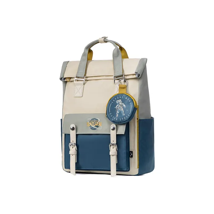 MR.ACE HOMME Nylon Fabric Backpack Unisex Planet Blue-1