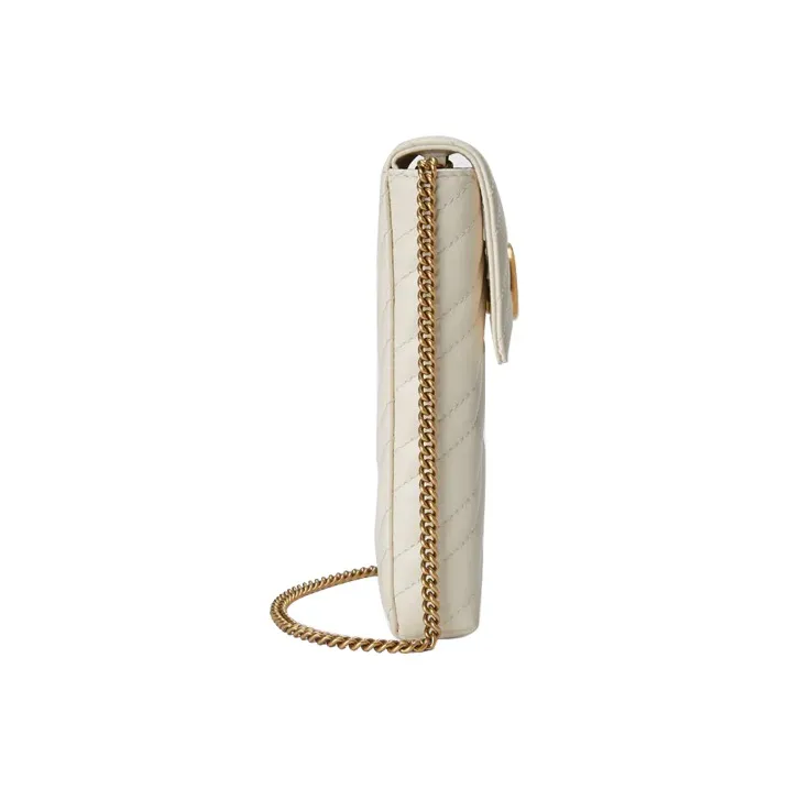 GUCCI Quilting Leather Chain Bag IPhone Case Handbag Shoulder Bag Cell Phone Pouch Women's White-3