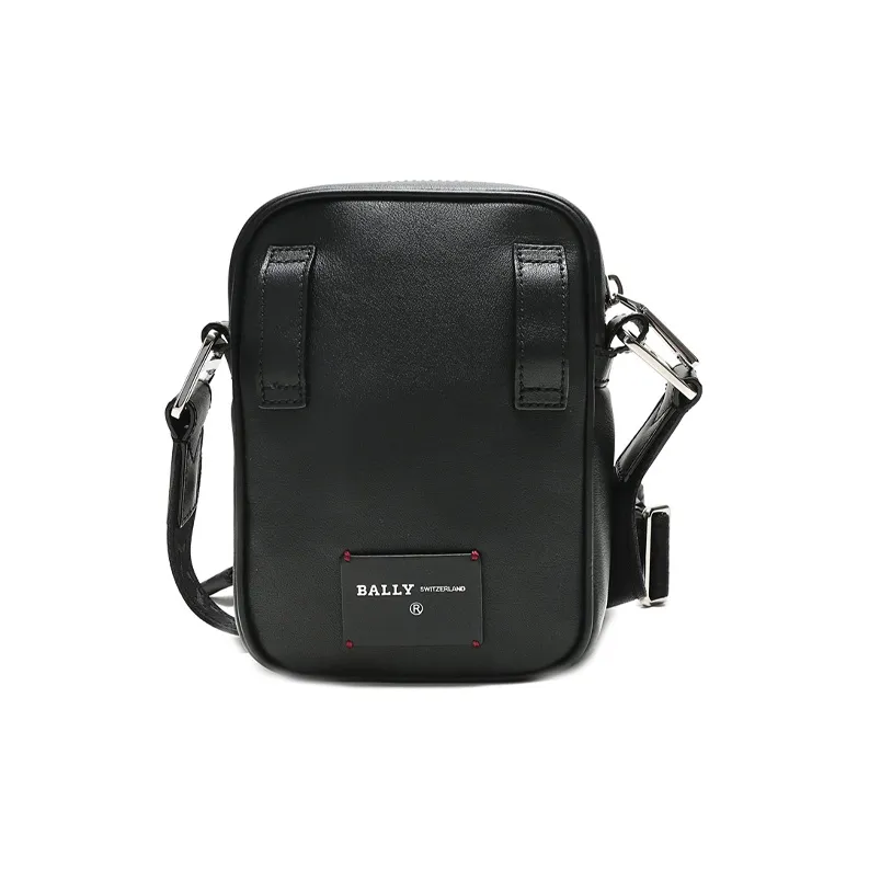 BALLY Leather Shoulder Bag, Crossbody Bag Regular Men's Black-2