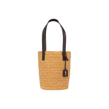 SAINT LAURENT Raffia Tote Bag Shopping Bag Shoulder Bags Women's Light Umber