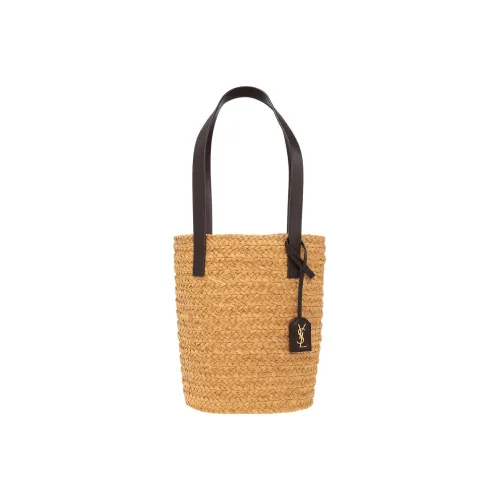SAINT LAURENT Raffia Tote Bag Shopping Bag Shoulder Bags Women's Light Umber