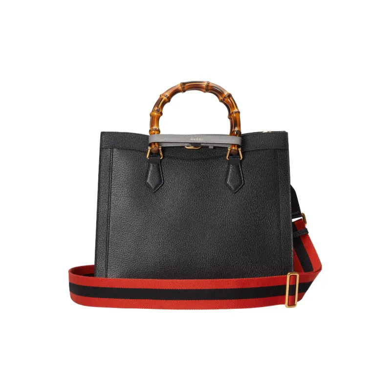 GUCCI Diana Leather One Shoulder Handbag Medium Size Women's Black-2