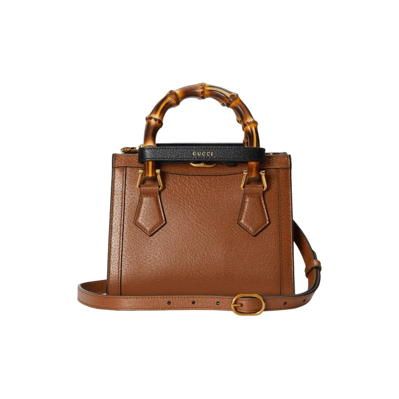 GUCCI Leather Tote Bag Shopping Bag Shoulder Bag Handbag Mini Women's Brown-8
