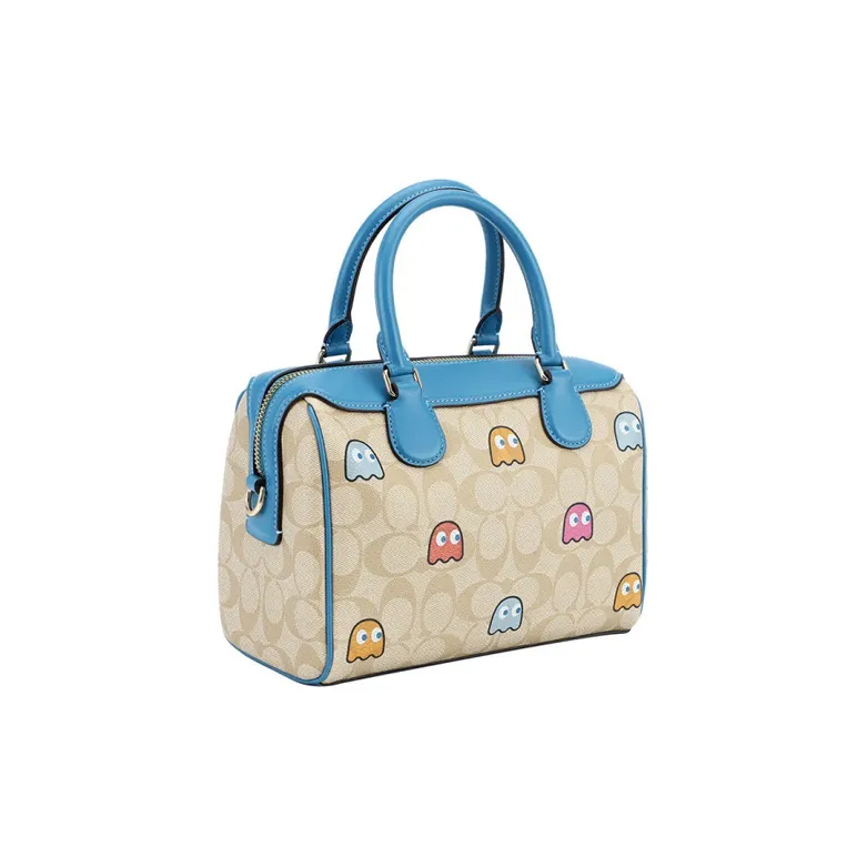 COACH Bennett Artificial Leather Handbag Medium Size Women's Khaki & Blue-1