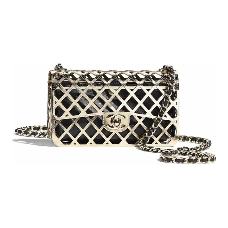 CHANEL Metal With Lambskin Evening Bag, Shoulder Bag, Crossbody Bag Mini Women's Gold-0