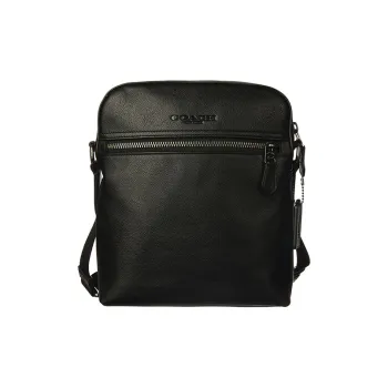 COACH Houston Leather Messenger Bag, Crossbody Bag, Shoulder Bag Medium Size Men's Black