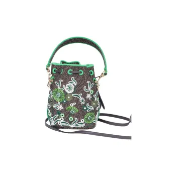 FENDI Mon Tresor Canvas With Leather Bucket Bag Canvas Bag Shoulder Bag Crossbody Bag Handbag Mini Women's Multicolor