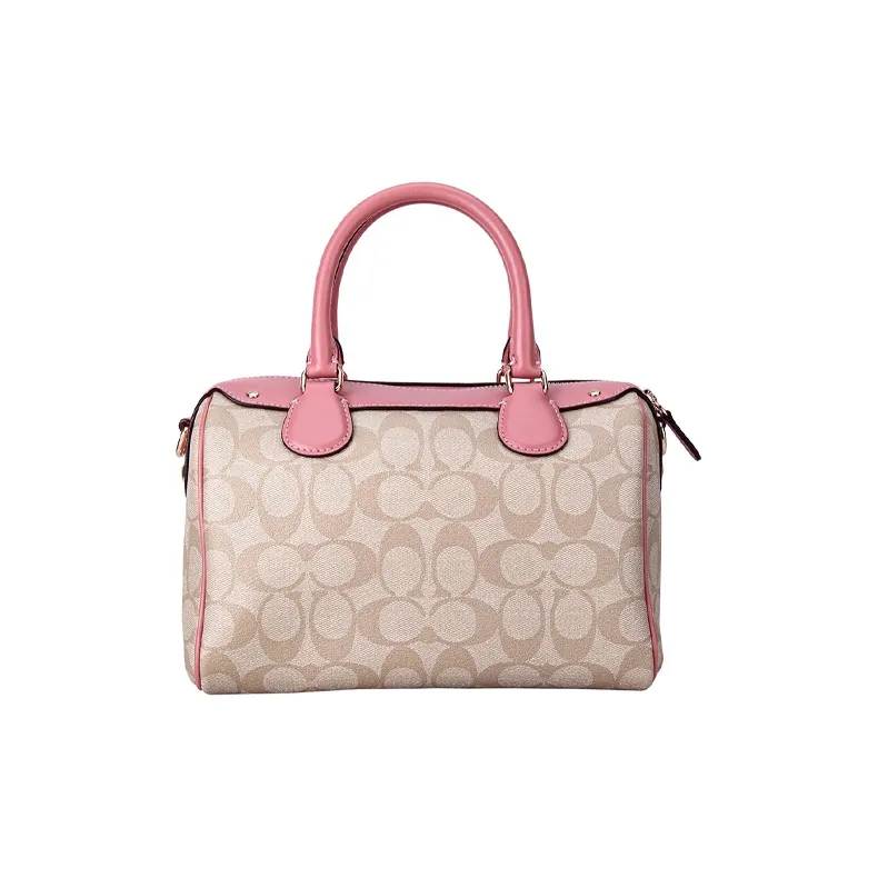 COACH Bennett PVC Boston Bag Handbag Shoulder Bag Crossbody Bag Mini Women's Light Khaki/Cherry Blossom Pink-2