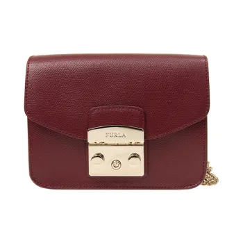 Furla Metropolis Collection Cow Leather Small Square Bag Crossbody Bags Mini Women's Red