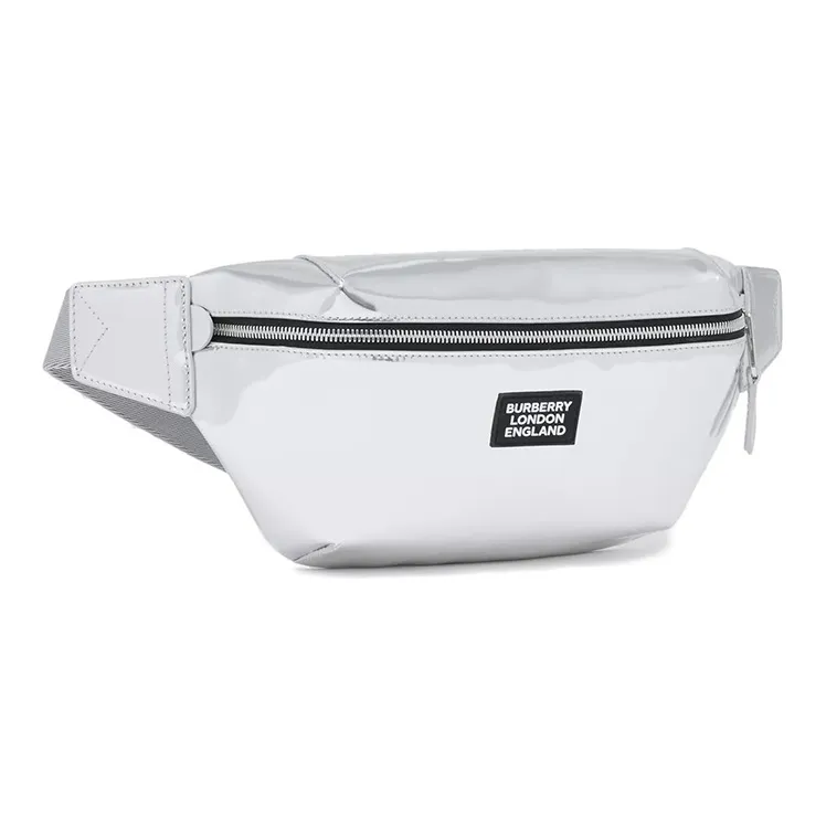 Burberry Cow Leather Fanny Pack Unisex Silver-2