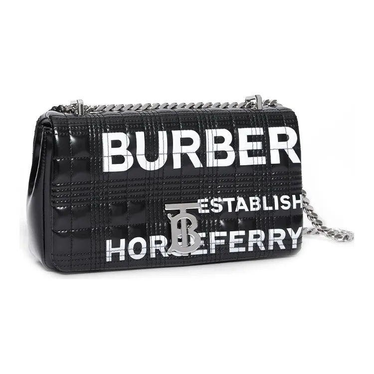 Burberry Lola Lola Bag Coated Canvas Crossbody Bag Shoulder Bag Small Size Women's Black-1