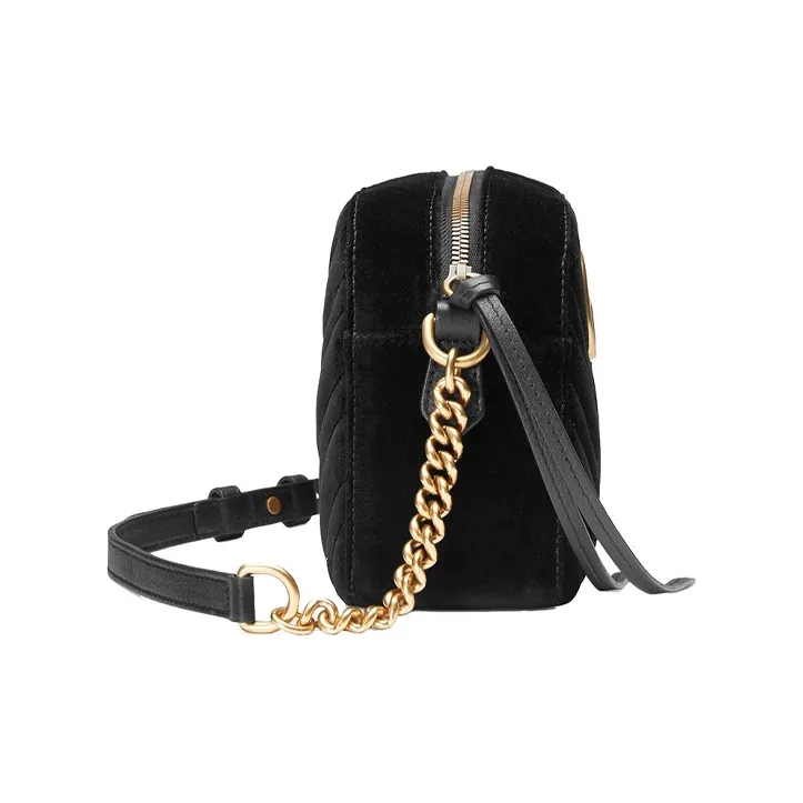 GUCCI Velvet Camera Bags Crossbody Bag Shoulder Bag Women's Black-2