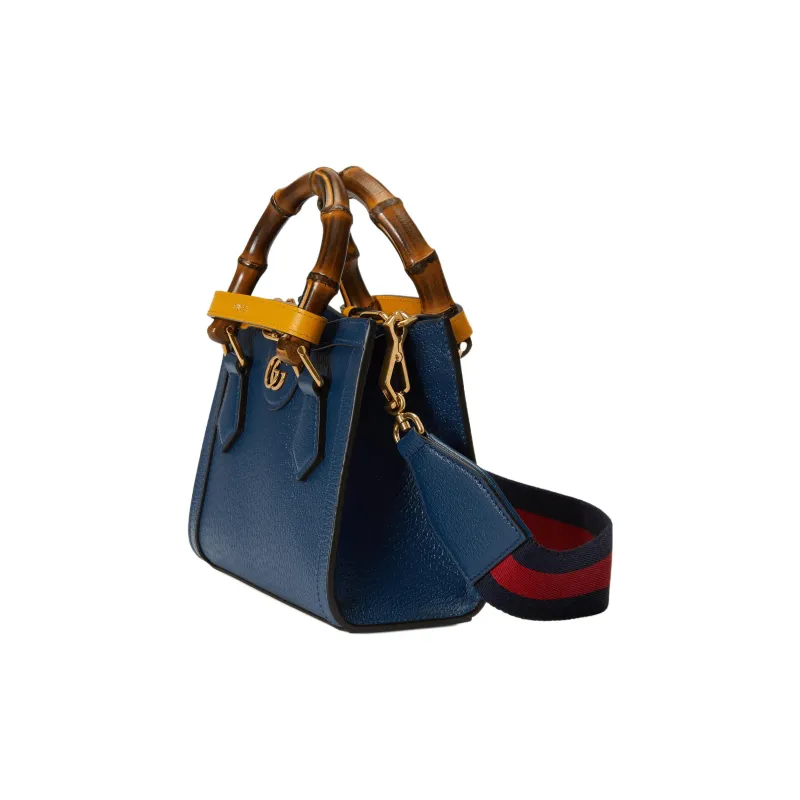GUCCI Diana Leather Tote Bag Shopping Bag Shoulder Bag Crossbody Bag Handbags Mini Women's Blue-1