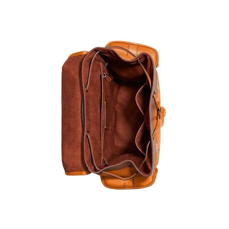 COACH Hitch Cow Leather Textile Leather Laptop Backpack Men's Yellow Brown Orange Multicolor-2