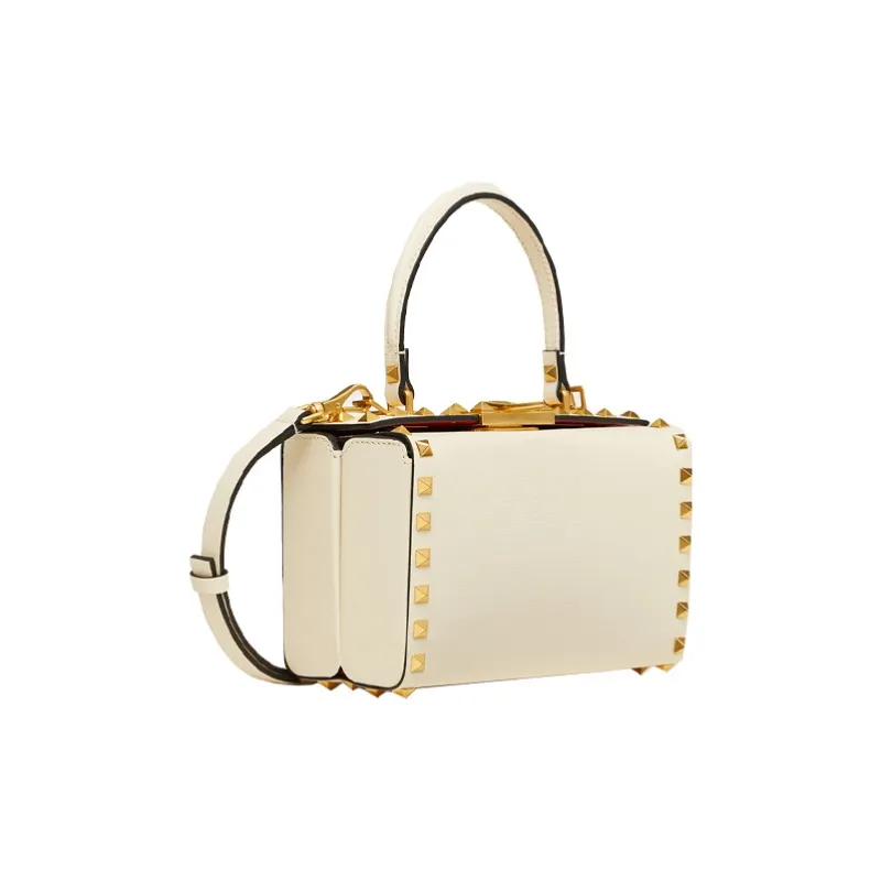 Valentino ROCKSTUD ALCOVE Grained Calfskin Box Bag Handbag Shoulder Bag Crossbody Bag Regular Women's Ivory White-1