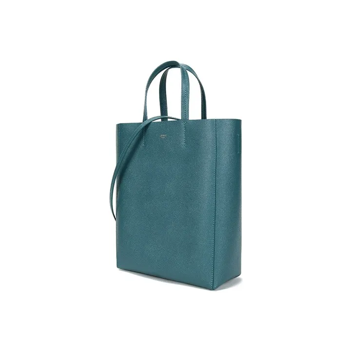 CELINE Cabas Grained Cow Leather Tote Bag Shopping Bag Shoulder Bag Handbag Small Size Women's Gray Blue-1