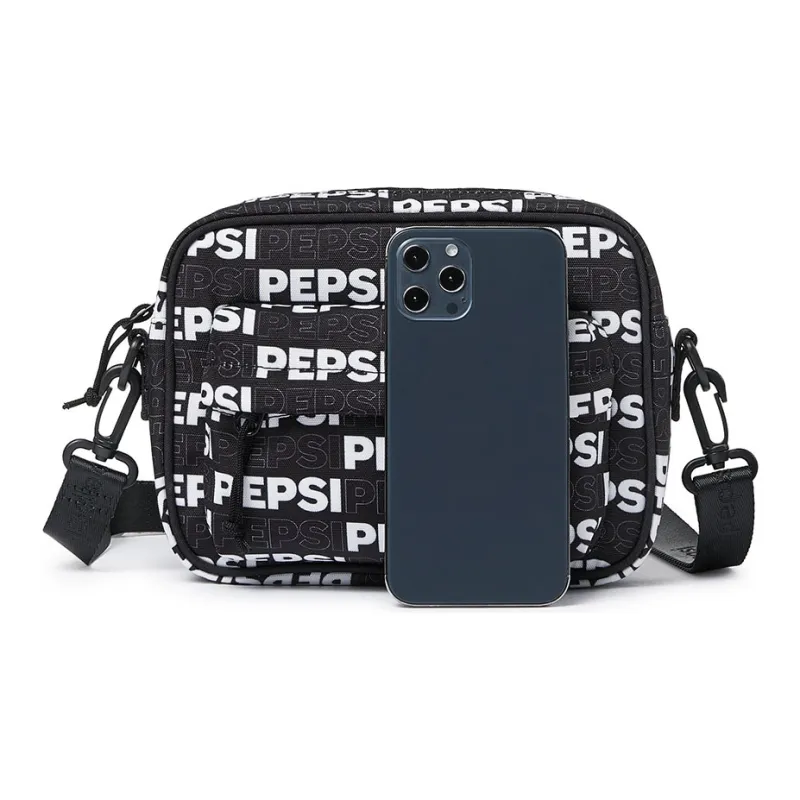 Pepsi Nylon Fabric Shoulder Bag Crossbody Bag Regular Unisex Black-4