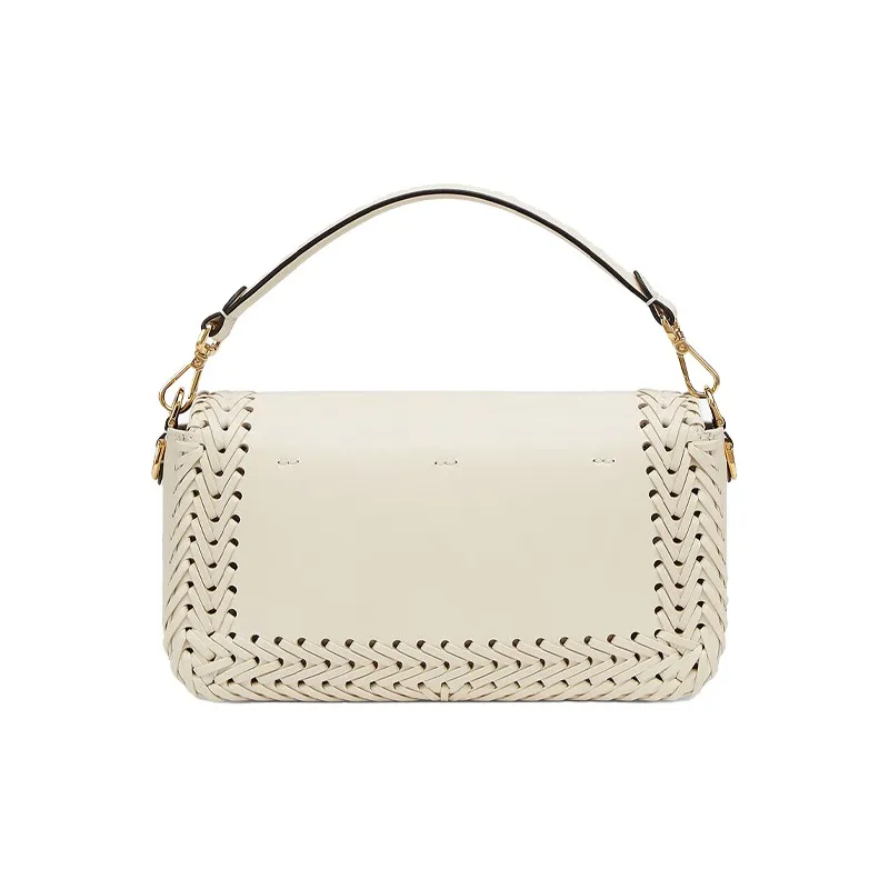 FENDI Baguette Leather Baguette Bag Handbag Shoulder Bag Crossbody Bag Medium Size Women's White-2