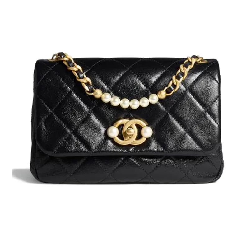 CHANEL Calfskin Flap Bag, Shoulder Bag, Crossbody Bag Mini Women's Black-0