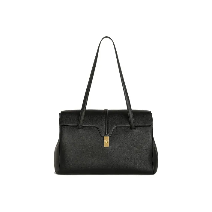 CELINE 16 Litchi Grain Tote Bag Shopping Bag Handbag Shoulder Bags Large Size Women's Black-1