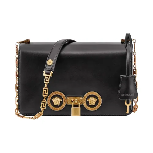 FANSIZHE VERSACE Cow Leather Crossbody Bag, Shoulder Bag Medium Size Women's Black