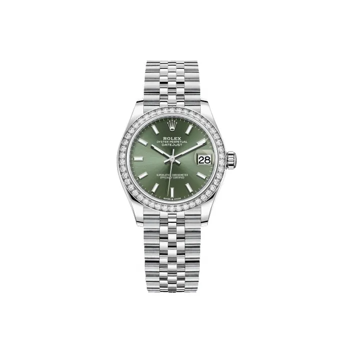 ROLEX Log Series Mechanical Movement Women's Watch 31mm Green Dial Oystersteel Karat Gold 18K White Gold Watch Case-0