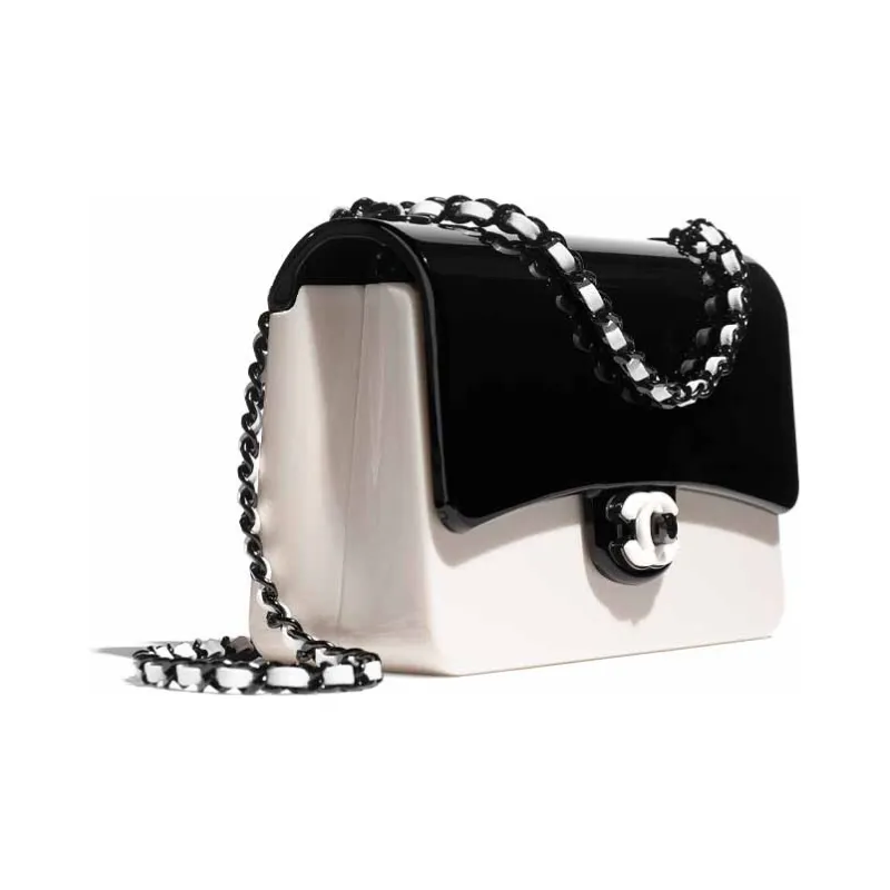 CHANEL Acrylic Shoulder Bag, Crossbody Bag Regular Women's Black/White-1