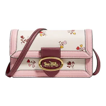 COACH Riley Leather Trunk Bag, Clutch, Shoulder Bag, Crossbody Bag, Fanny Pack Trumpets Women's Cherry Blossom Pink