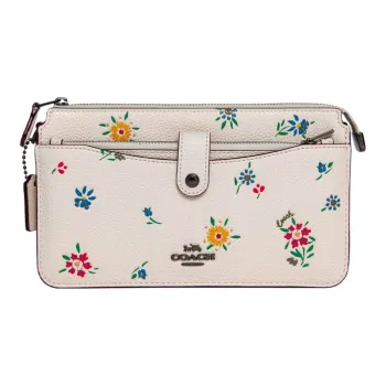 COACH Noa Pop-Up Leather Small Square Bag Shoulder Bag Crossbody Bag Small Size Women's White