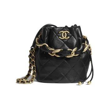CHANEL Polished Lambskin With Metal Chunky Chain Bag Crossbody Bag Shoulder Bag Women's Black