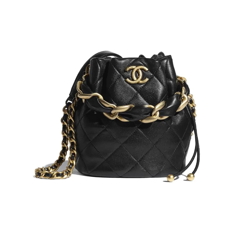 CHANEL Little Golden Ball Polished Lambskin & Metal Thick Chain Bag, Crossbody Bag, Shoulder Bag Women's Black-0