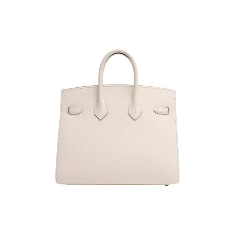 HERMES Epsom Leather Birkin Bag Handbags Large Size Women's Cream White-3