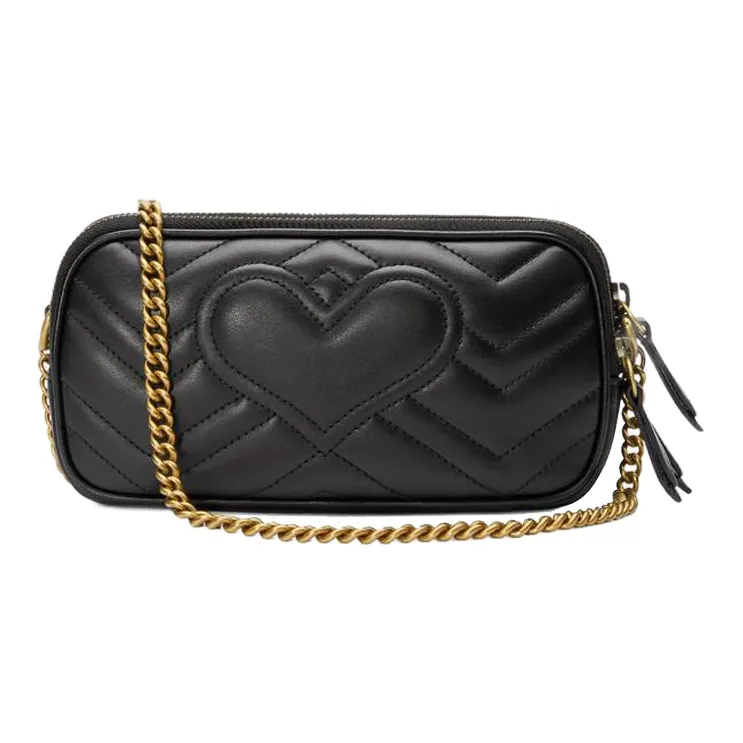 GUCCI GG Marmont Quilted Leather Chain Bag, Shoulder Bag, Crossbody Bag Women's Black-3