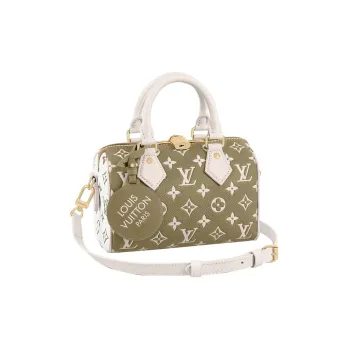 LOUIS VUITTON Speedy Bandouliere 20 Khaki Green/Beige/Cream