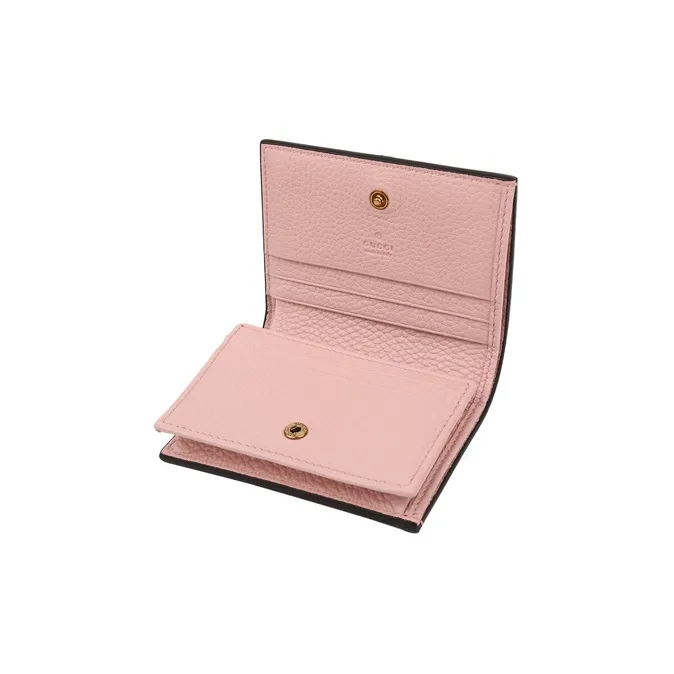 GUCCI Leather Wallet, Card Holder Women's Light Pink-5