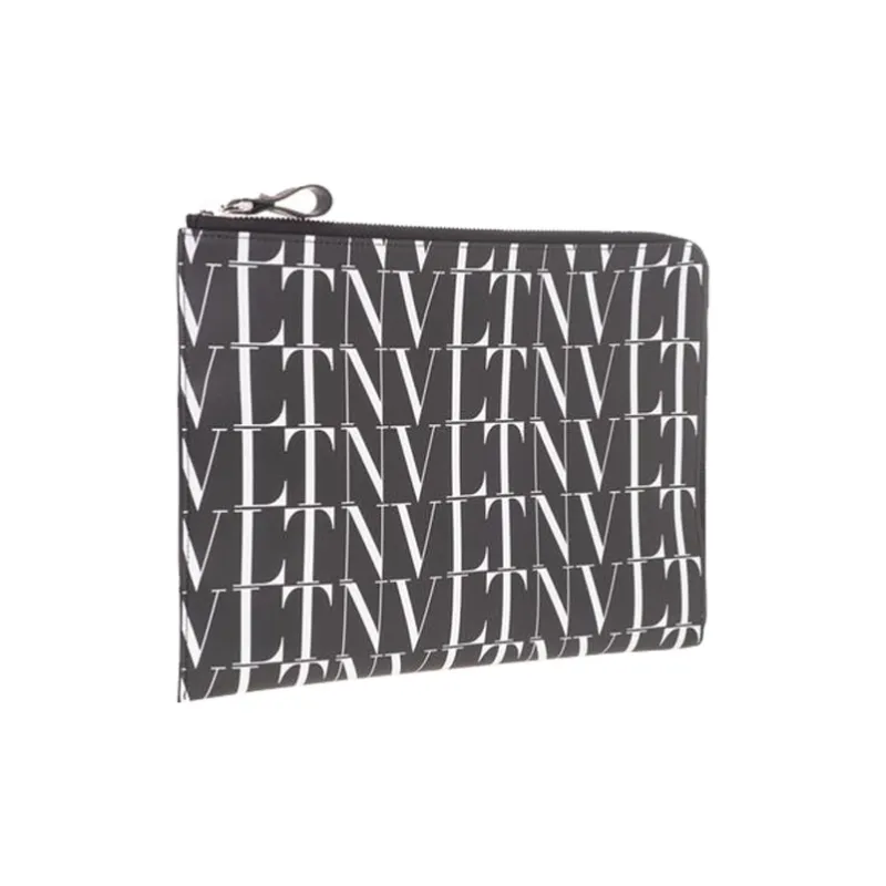 Valentino Leather Clutch Regular Men's Black White-1