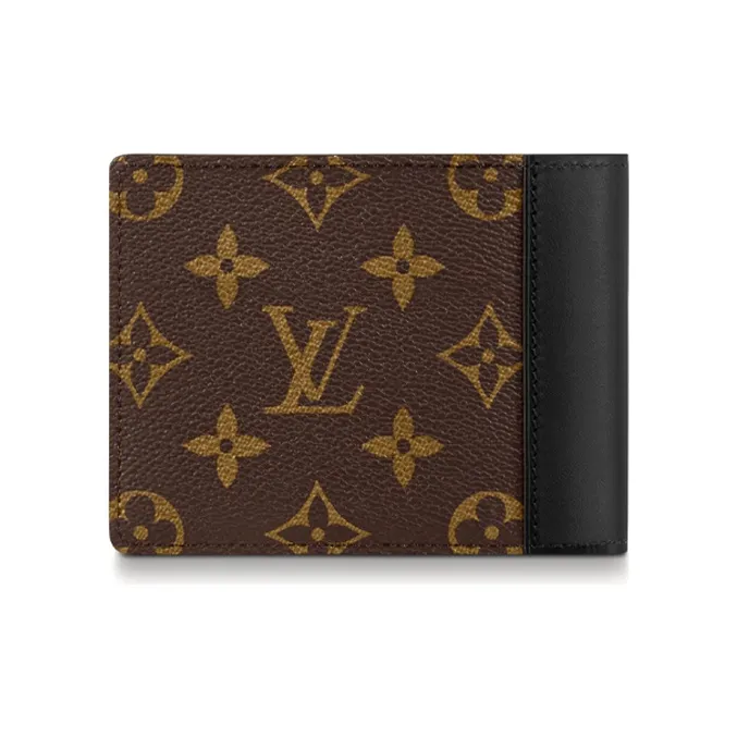 LOUIS VUITTON Multiple Coated Canvas Cow Leather Patchwork Wallet Men's Brown-2