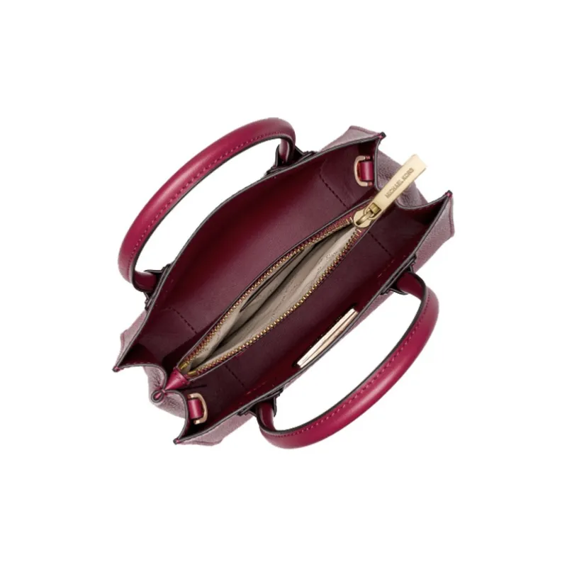 MICHAEL KORS Mercer Cow Leather With Textile Trunk Bag, Shoulder Bag, Crossbody Bag, Handbag Trumpets Women's Berry Red-1