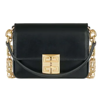 GIVENCHY 4G Box Smooth Cow Leather Shoulder Bag Crossbody Bag Medium Size Women's Black